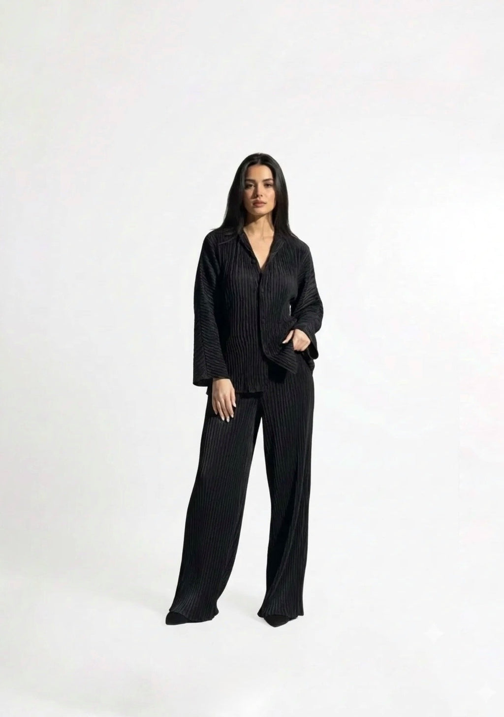 Diamond Pleated Silk Set