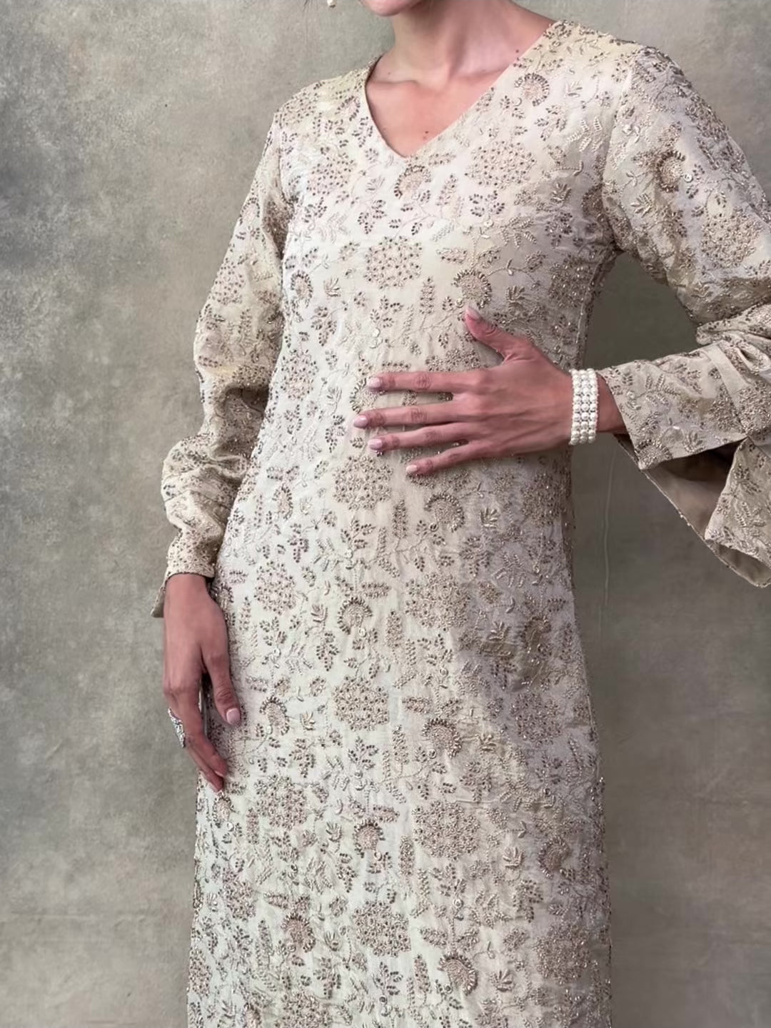 Dilruba Kaftan in Glass Tissue Silk